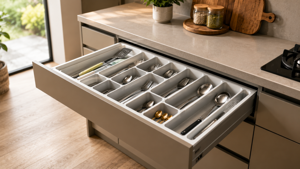 PVC Cutlery Tray for Modular Kitchen Drawer