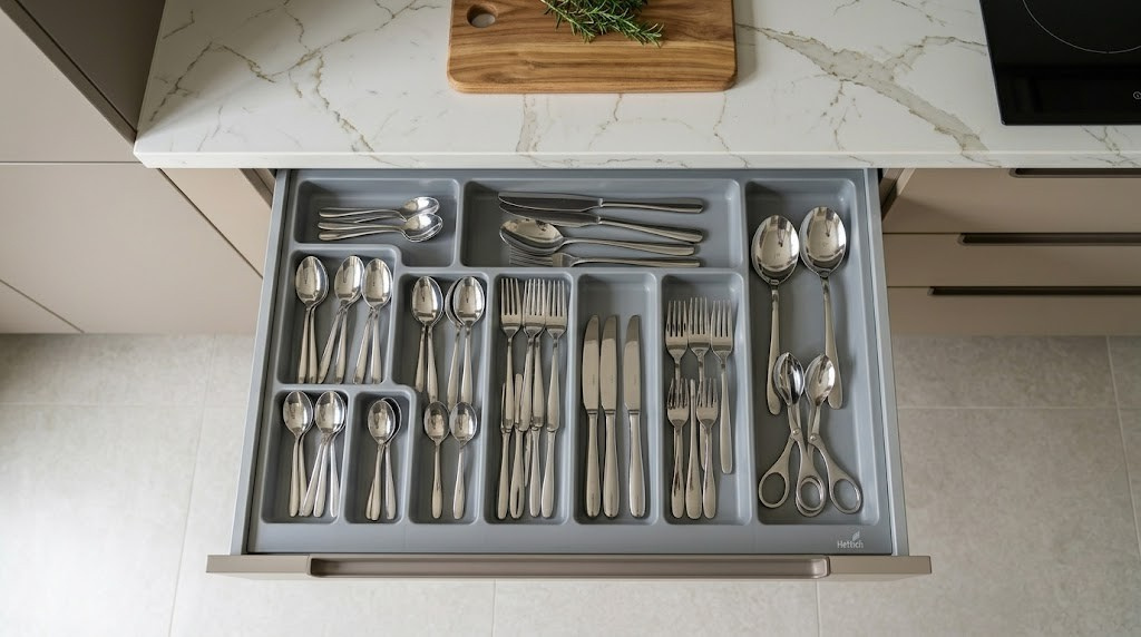 PVC cutlery tray for modular kitchen drawer organized neatly